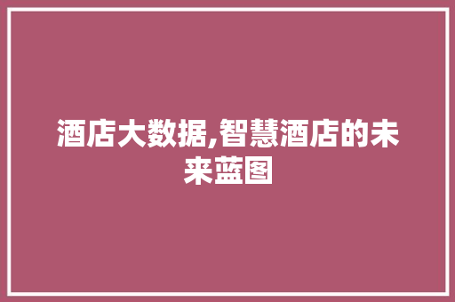 酒店大数据,智慧酒店的未来蓝图