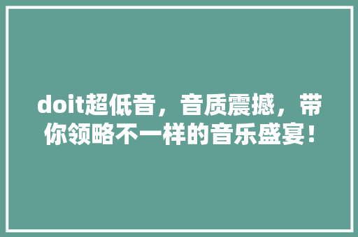 doit超低音，音质震撼，带你领略不一样的音乐盛宴！ GoogleSEO