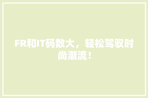FR和IT码数大，轻松驾驭时尚潮流！ 必应SEO