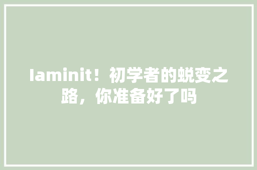Iaminit！初学者的蜕变之路，你准备好了吗 百度SEO