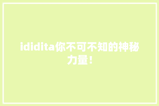 ididita你不可不知的神秘力量！ 必应SEO