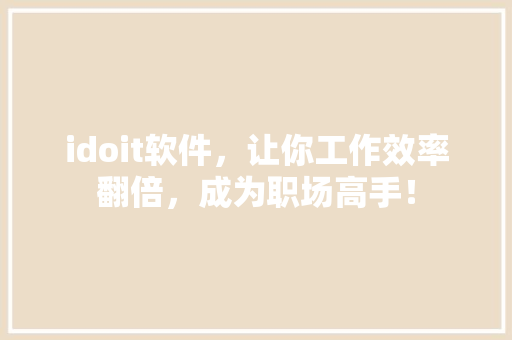 idoit软件，让你工作效率翻倍，成为职场高手！ 神马SEO