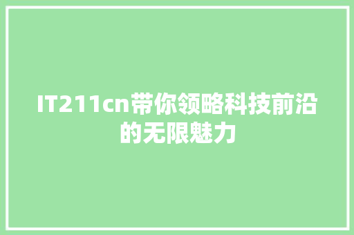 IT211cn带你领略科技前沿的无限魅力 百度SEO