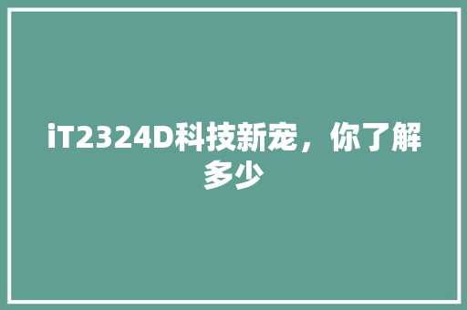 iT2324D科技新宠，你了解多少