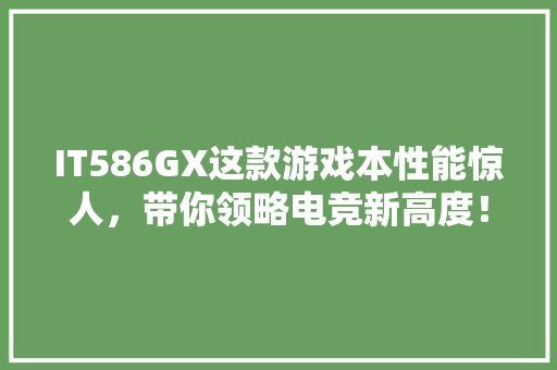 IT586GX这款游戏本性能惊人，带你领略电竞新高度！ 神马SEO