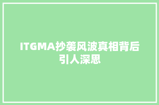 ITGMA抄袭风波真相背后引人深思 GoogleSEO