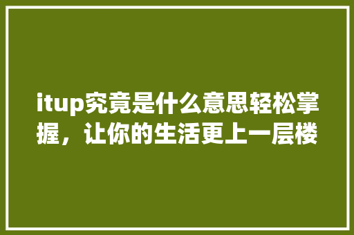 itup究竟是什么意思轻松掌握，让你的生活更上一层楼！