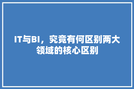IT与BI，究竟有何区别两大领域的核心区别 搜狗SEO