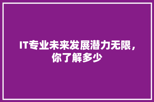 IT专业未来发展潜力无限，你了解多少