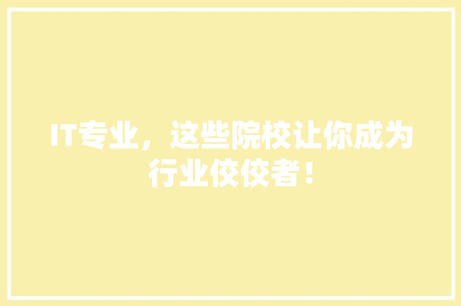 IT专业，这些院校让你成为行业佼佼者！ GoogleSEO