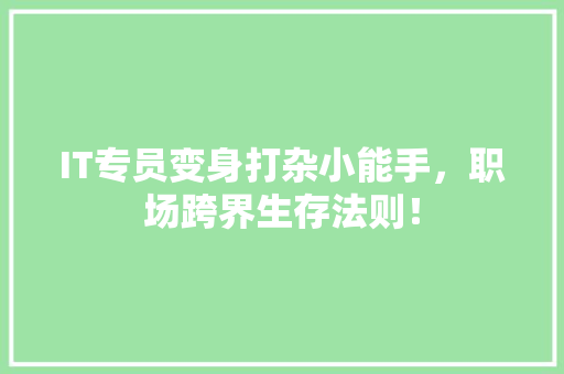 IT专员变身打杂小能手，职场跨界生存法则！ 必应SEO