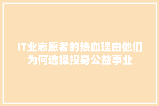 IT业志愿者的热血理由他们为何选择投身公益事业 必应SEO