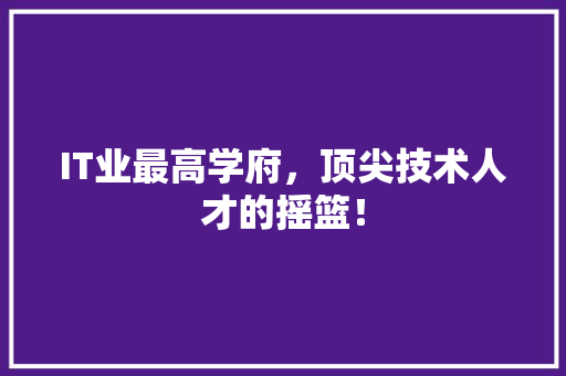 IT业最高学府，顶尖技术人才的摇篮！