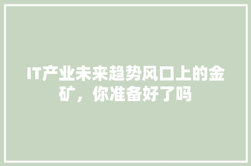 IT产业未来趋势风口上的金矿，你准备好了吗 必应SEO