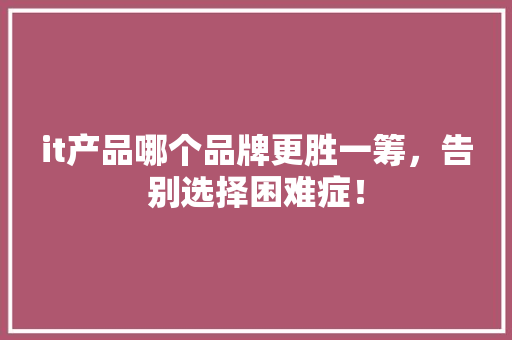 it产品哪个品牌更胜一筹，告别选择困难症！ GoogleSEO
