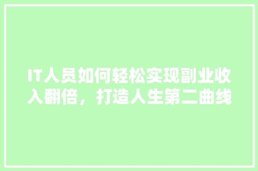 IT人员如何轻松实现副业收入翻倍，打造人生第二曲线！ 搜狗SEO