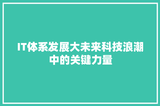 IT体系发展大未来科技浪潮中的关键力量