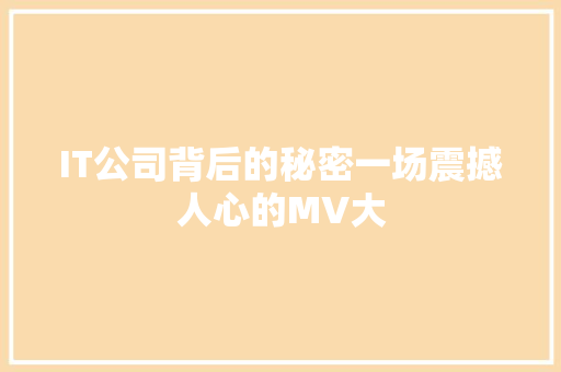 IT公司背后的秘密一场震撼人心的MV大