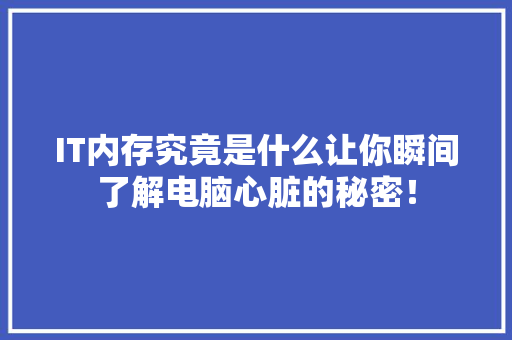 IT内存究竟是什么让你瞬间了解电脑心脏的秘密！