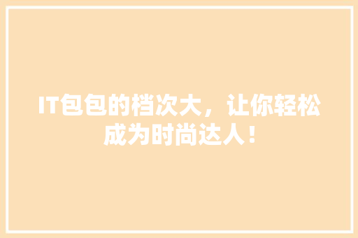 IT包包的档次大，让你轻松成为时尚达人！