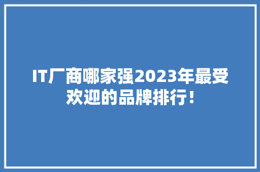 IT厂商哪家强2023年最受欢迎的品牌排行！
