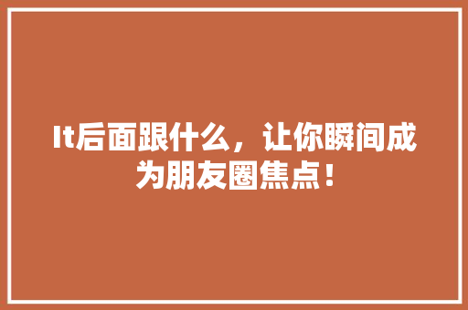 It后面跟什么，让你瞬间成为朋友圈焦点！ 百度SEO