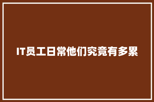 IT员工日常他们究竟有多累 神马SEO