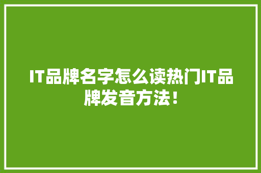 IT品牌名字怎么读热门IT品牌发音方法！ 搜狗SEO