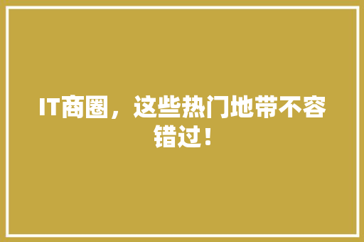 IT商圈，这些热门地带不容错过！ 必应SEO