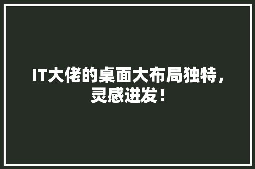 IT大佬的桌面大布局独特，灵感迸发！