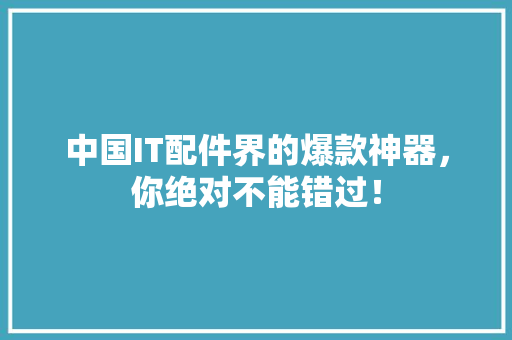 中国IT配件界的爆款神器，你绝对不能错过！ 神马SEO