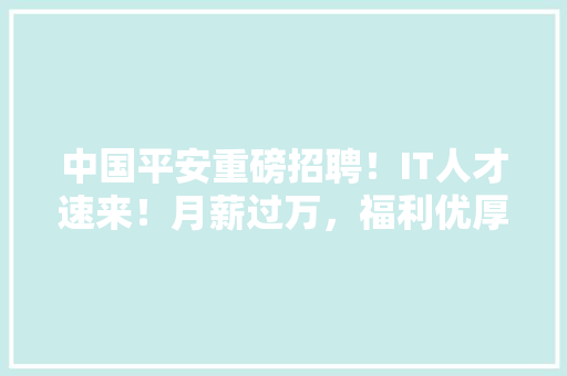 中国平安重磅招聘！IT人才速来！月薪过万，福利优厚，你值得拥有！ 百度SEO