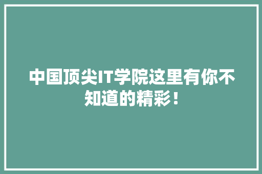 中国顶尖IT学院这里有你不知道的精彩！ 神马SEO