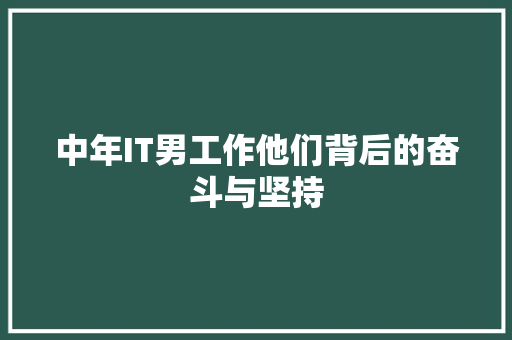 中年IT男工作他们背后的奋斗与坚持 GoogleSEO