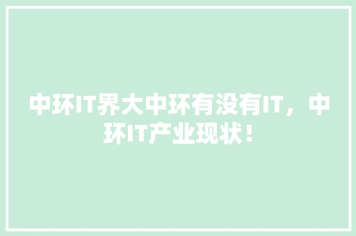 中环IT界大中环有没有IT，中环IT产业现状！ 百度SEO