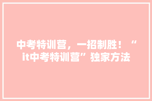 中考特训营，一招制胜！“it中考特训营”独家方法