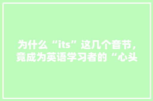 为什么“its”这几个音节，竟成为英语学习者的“心头好” 神马SEO