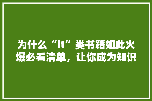 为什么“it”类书籍如此火爆必看清单，让你成为知识达人！ 百度SEO