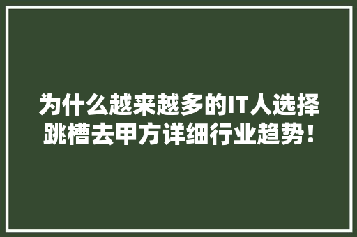 为什么越来越多的IT人选择跳槽去甲方详细行业趋势！ 必应SEO