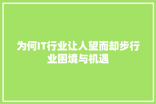 为何IT行业让人望而却步行业困境与机遇 必应SEO