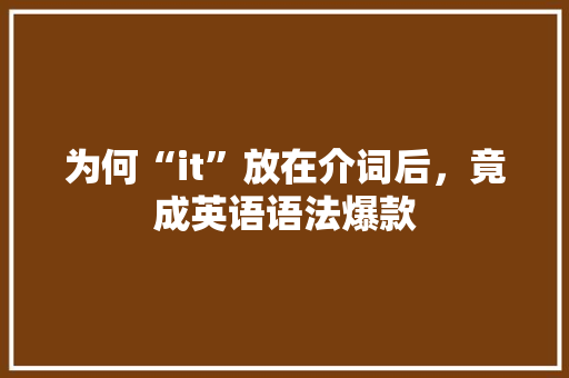 为何“it”放在介词后，竟成英语语法爆款 必应SEO