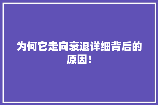 为何它走向衰退详细背后的原因！