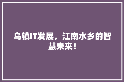 乌镇IT发展，江南水乡的智慧未来！ 必应SEO