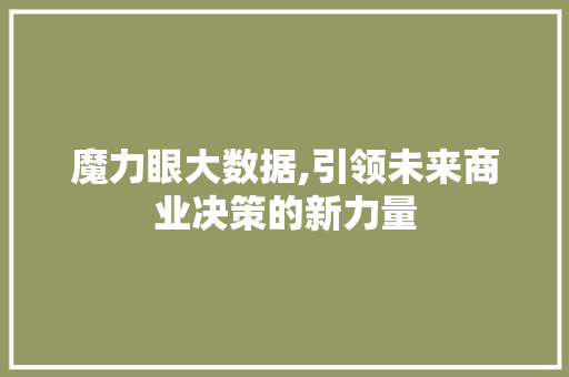 魔力眼大数据,引领未来商业决策的新力量 百度SEO