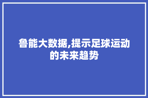 鲁能大数据,提示足球运动的未来趋势 百度SEO