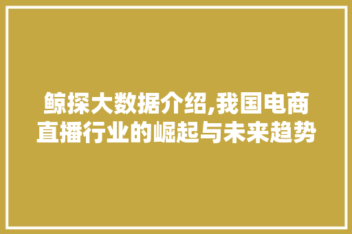 鲸探大数据介绍,我国电商直播行业的崛起与未来趋势 GoogleSEO