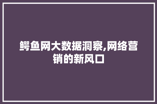 鳄鱼网大数据洞察,网络营销的新风口 GoogleSEO