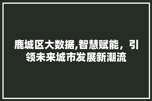 鹿城区大数据,智慧赋能，引领未来城市发展新潮流 搜狗SEO