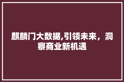 麒麟门大数据,引领未来，洞察商业新机遇 百度SEO