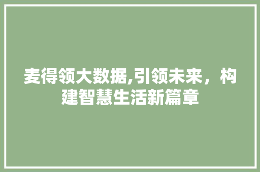 麦得领大数据,引领未来，构建智慧生活新篇章 搜狗SEO